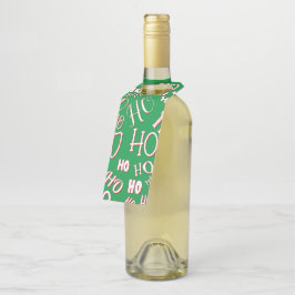 Colgador Para Botellas HO HO HO Navidades de texto patrón de texto rojo b