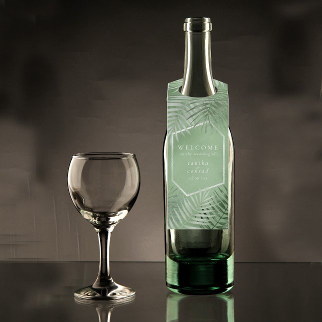 Colgador Para Botellas Hoja de Palma Lujuriosa Verde Musgo de Bienvenida  (Wine Bottle In Situ)