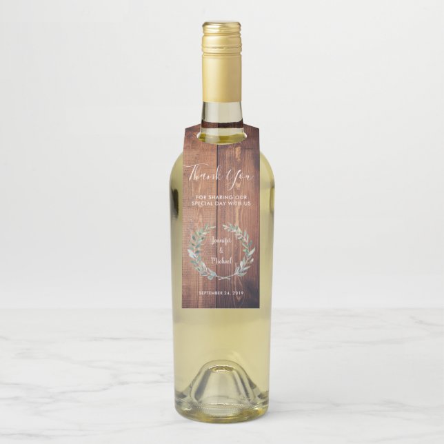 Colgador Para Botellas Hojas de acuarela madera rústica Boda Agradecimien (En botella)