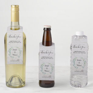 Colgador Para Botellas Hojas de color de agua Boda de madera rústica Grac