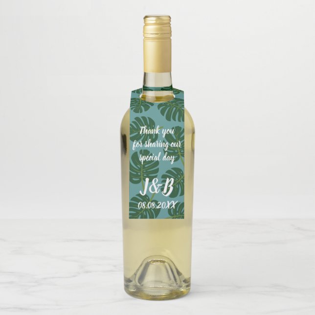 Colgador Para Botellas Hojas de palmera Monstera tropicales personalizada (En botella)
