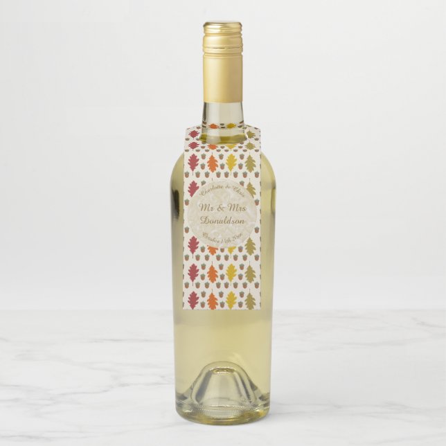 Colgador Para Botellas Hojas de roble y bellotas caen boda de otoño perso (En botella)