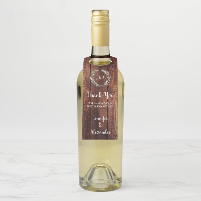 Colgador Para Botellas Hojas rusas madera Gracias boda (En botella)