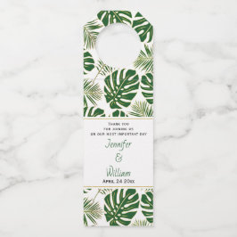 Colgador Para Botellas Hojas tropicales verdes bodas de polka