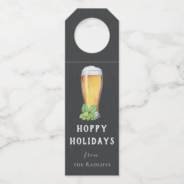 Colgador Para Botellas Hoppy Holidays Chalkboard Botella colgante (Anverso)
