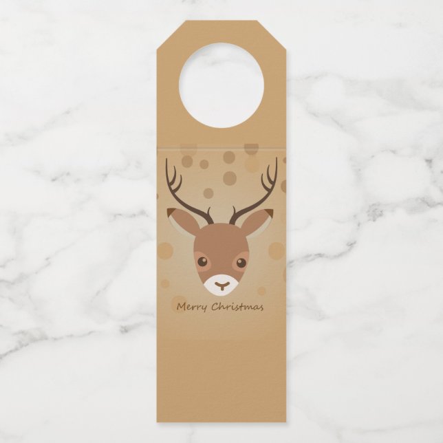 Colgador Para Botellas ilustracion de renos sobre fondo marrón (Anverso)