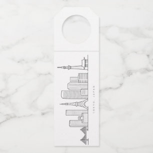 Colgador Para Botellas Ilustración minimalista del horizonte de Tokio