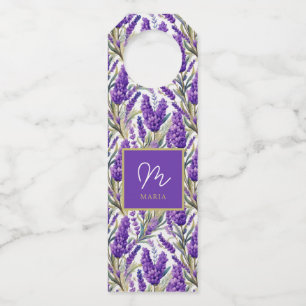 Colgador Para Botellas Impresionante patrón de lavanda púrpura monogramad