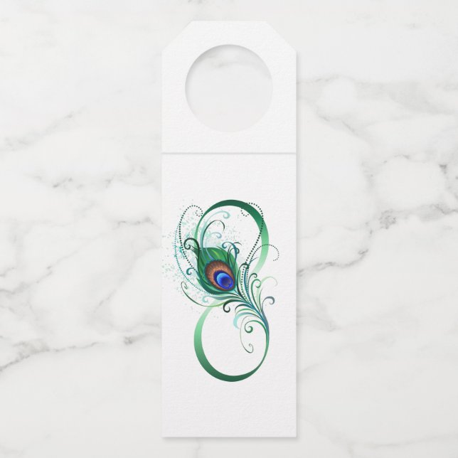 Colgador Para Botellas Infinity Symbol with Peacock Feather (Anverso)