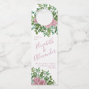 Colgador Para Botellas Jardín de Rosas Rosadas Boda de Primavera