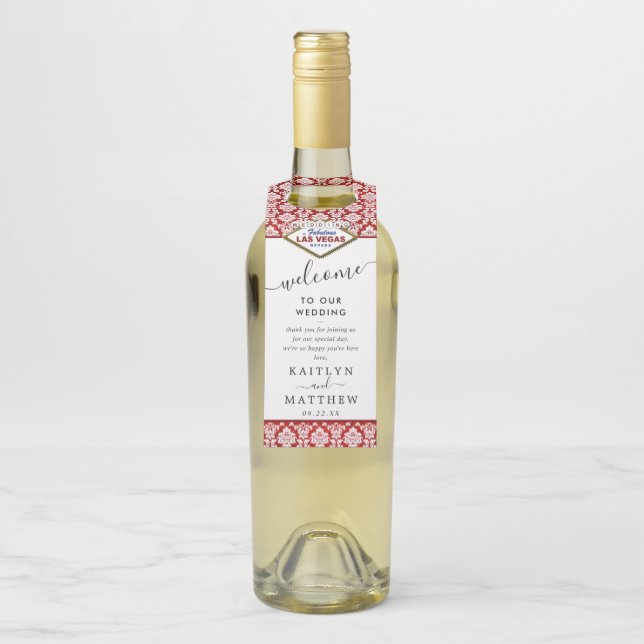 Colgador Para Botellas La colección de Bodas Purpurinas Damask Las Vegas (En botella)