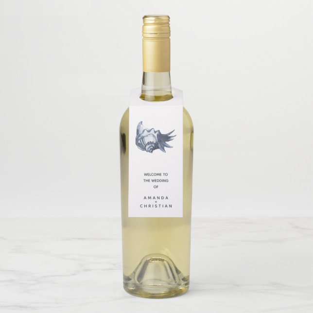 Colgador Para Botellas La concha azul | INVITADO DE BIENVENIDA BODA (En botella)