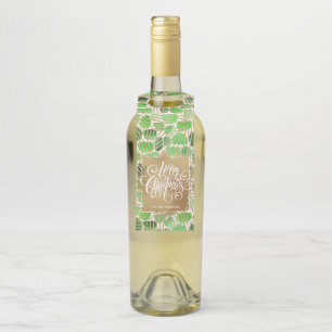 Colgador Para Botellas La Feliz Navidad Dorada en Verde