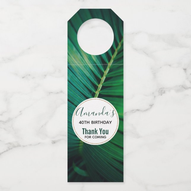 Colgador Para Botellas La hoja verde tropical natural de los bosques. (Anverso)