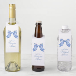 Colgador Para Botellas Lazo a rayas azul acuarela