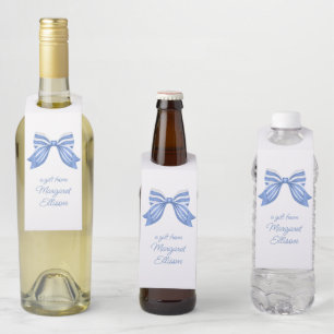 Colgador Para Botellas Lazo a rayas azul acuarela