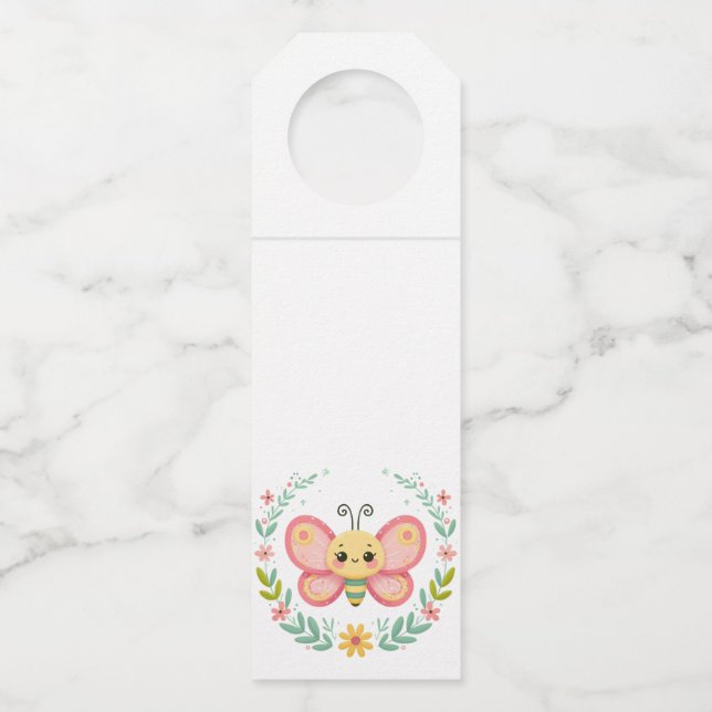 Colgador Para Botellas Lindo, primavera/mariposa  (Anverso)