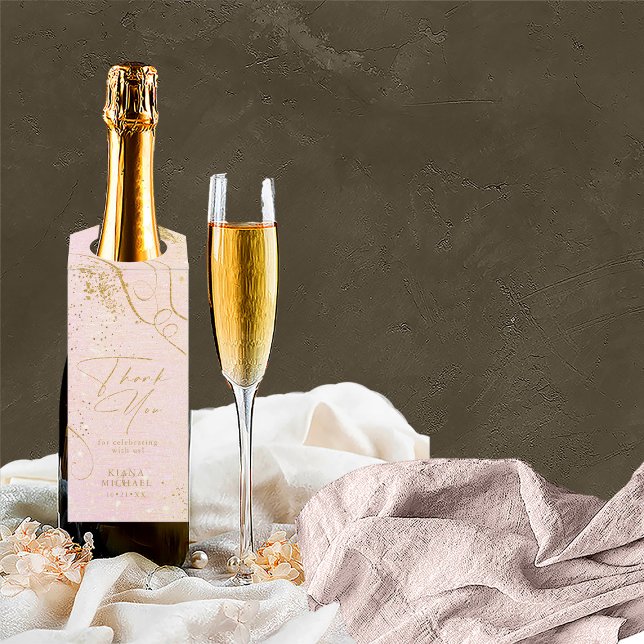 Colgador Para Botellas Líneas Finas Gold Abstracto Boda Blush ID867 (Wine Bottle In Situ)