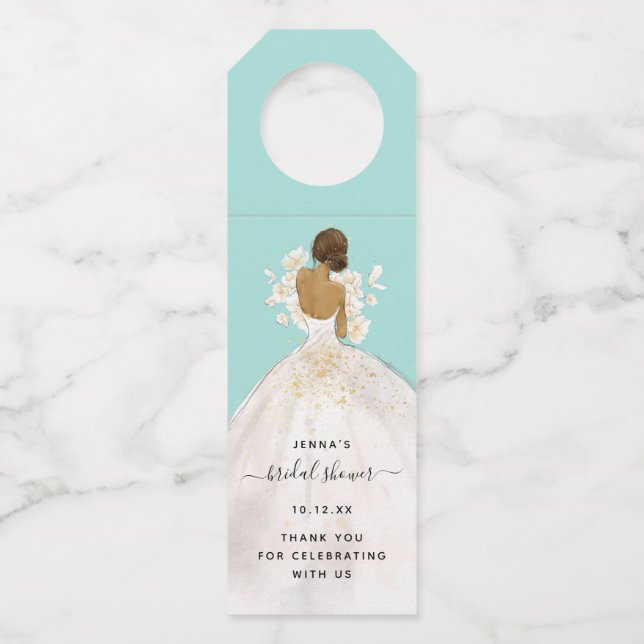 Colgador Para Botellas Magnolia Ilustración Bride Bridal Ducha Botella Ha (Anverso)