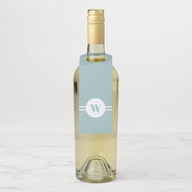 Colgador Para Botellas Marco redondo de monograma personalizado, rayas, f (En botella)