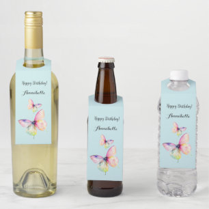 Colgador Para Botellas Mariposa Rosa Delicada en Colores de Arcoíris Past