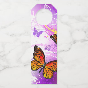 Colgador Para Botellas Mariposas monarcas en fondo morado