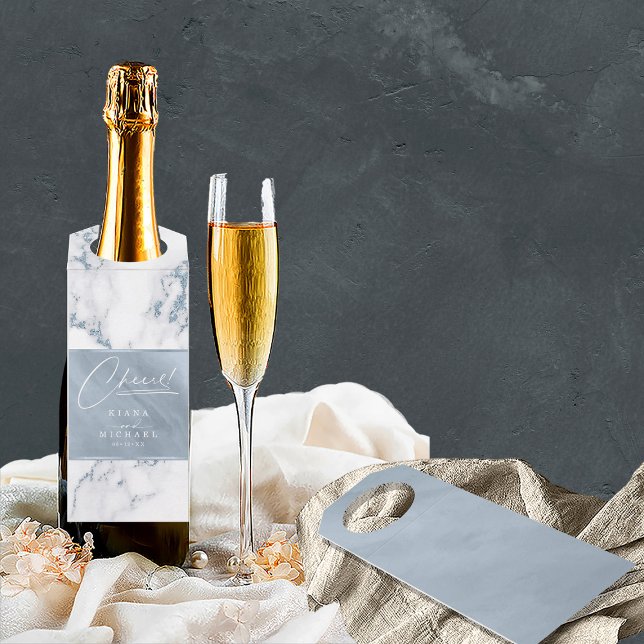 Colgador Para Botellas Mármol Moderno Cheers Azul Polvoriento ID816 (Front/Back In Situ)