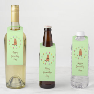 Colgador Para Botellas Marmota Linda y Flores de Tulipán Personalizadas
