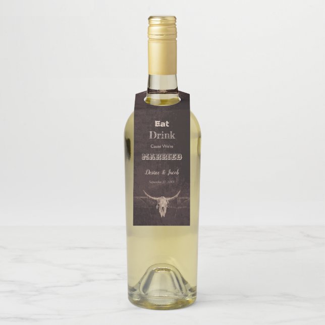 Colgador Para Botellas Marrón Rústico Come Bebe Casado Occidental Cráneo  (En botella)