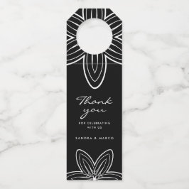 Colgador Para Botellas Minimalista moderno floral en blanco y negro