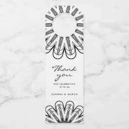 Colgador Para Botellas Minimalista moderno floral en negro y blanco