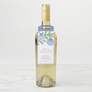 Colgador Para Botellas Moda Blue White Ginger Jar Baubles Feliz Navidad