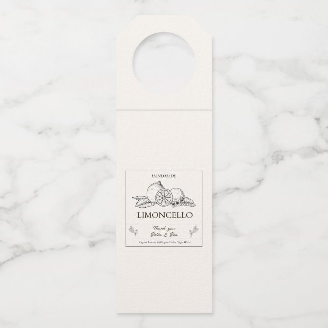 Colgador Para Botellas Moderno artesano Craft Lemon Boda Limoncello (Anverso)