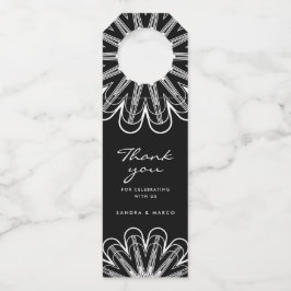 Colgador Para Botellas Moderno floral en blanco y negro minimalista