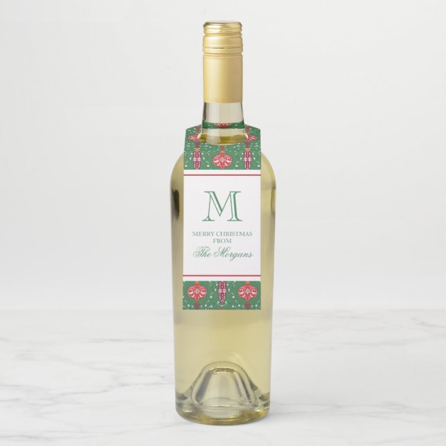 Colgador Para Botellas Monograma de adornos navideños festivos (En botella)