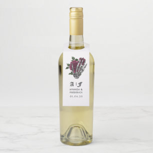 Colgador Para Botellas Monograma de boda gótico esqueleto floral de Borgo