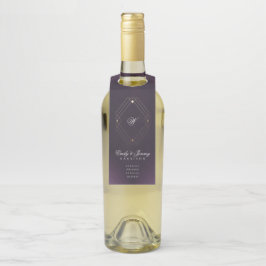 Colgador Para Botellas Monograma de caligrafía púrpura de deco dorado clá