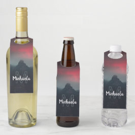 Colgador Para Botellas Monograma de nubes, niebla y montañas quemadas