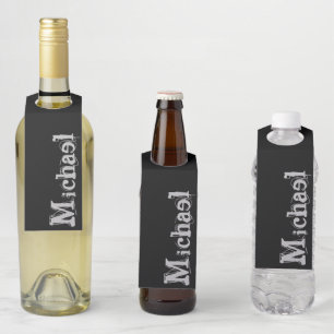 Colgador Para Botellas Monograma minimalista moderno nombre blanco negro