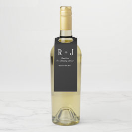 Colgador Para Botellas Monograma negro y blanco Gracias Personalizado Bod