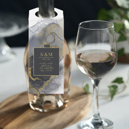 Colgador Para Botellas Moody Ink Charcoal Gold Abstract ID988