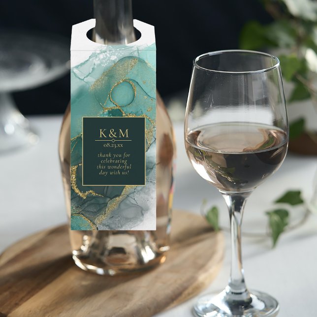 Colgador Para Botellas Moody Ink Emerald Gold Abstract ID988 (Subido por el creador)