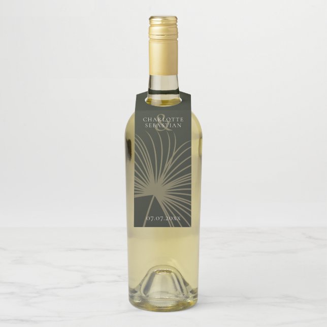 Colgador Para Botellas Moss Green Botanical Fan Elegant Wedding (En botella)