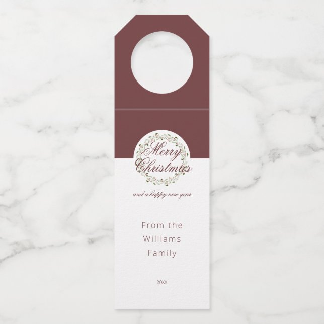 Colgador Para Botellas Navidades acuarela correa rojo borgoñés (Anverso)