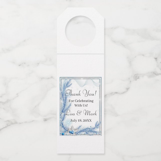 Colgador Para Botellas Navidades de invierno Blue Pine Boda Bottle Hanger (Anverso)