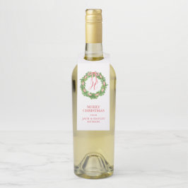 Colgador Para Botellas Navidades de monograma de Wreath de color de agua 