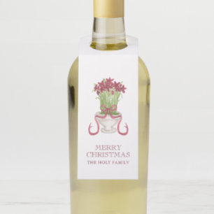 Colgador Para Botellas Navidades de Watercolor Burgundy Amaryllis