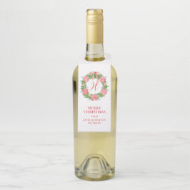 Colgador Para Botellas Navidades del Watercolor Chinoiserie Wreath Monogr