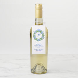 Colgador Para Botellas Navidades del Watercolor Chinoiserie Wreath Monogr