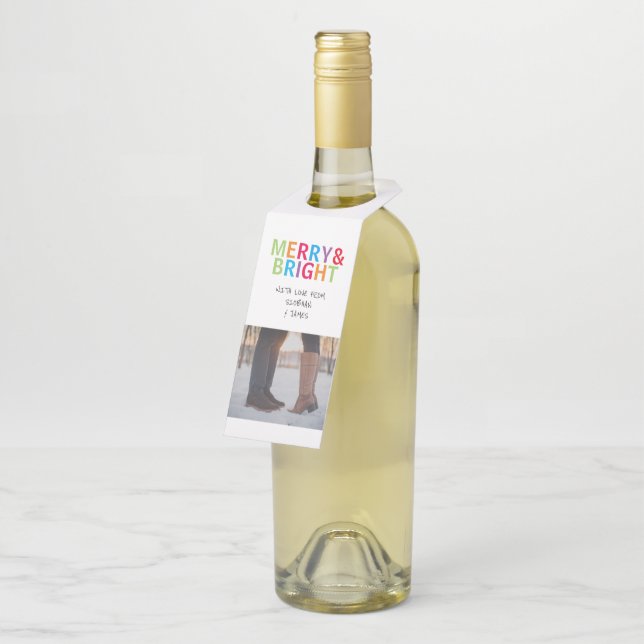 Colgador Para Botellas Navidades festivos brillantes y merry personalizad (En perspectiva)